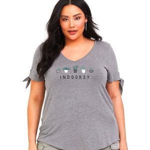SUPER SOFT GREY INDOORSY TIE-SLEEVE TEE